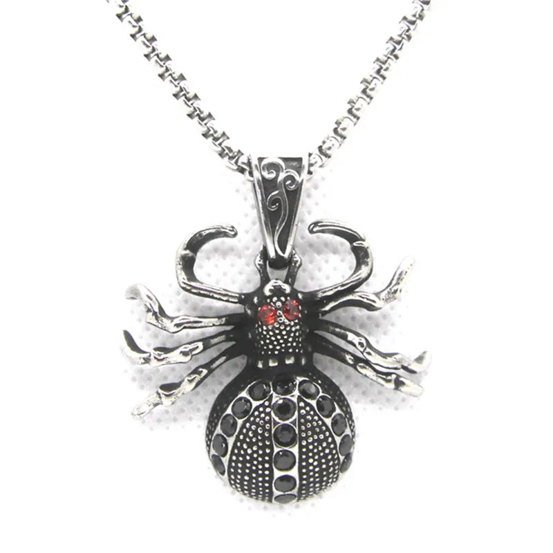 Spider Pendant Stainless Steel Gothic Biker Punk Necklace