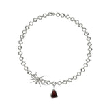 Spider Pendant Long Necklace Vintage Gothic Spider Blood Drop Clavicle Chain