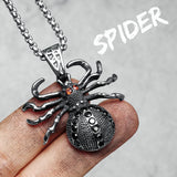 Spider Pendant Stainless Steel Gem Necklace Chain Gothic Rock Jewelry