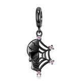 Spider Web Skull S925 Silver Bracelet Dark Wind DIY Pendant