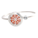 Spider webs locket Bracelet Bangle Aromatherapy Magnet Crystal Stainless steel