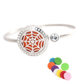 Spider webs locket Bracelet Bangle Aromatherapy Magnet Crystal Stainless steel