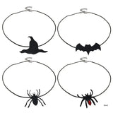 Spiders Pendant Halloween Jewelry Witch Hat Choker Necklace