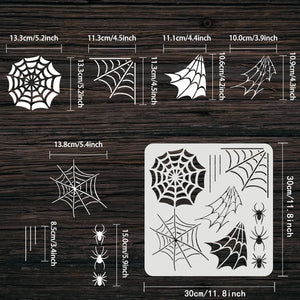 Reusable Spiderweb and Spider Stencil Halloween Theme for Painting