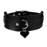 Spike Choker Punk Heart O-Ring Leather Collar Women Men Studded Rivets