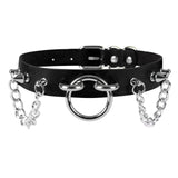 Spike Choker Punk Heart O-Ring Leather Collar Women Men Studded Rivets