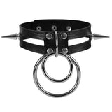 Spike Choker Punk Heart O-Ring Leather Collar Women Men Studded Rivets