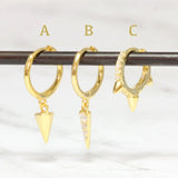 925 Silver Spike Hoop Earrings Set of 3 Small Hoops