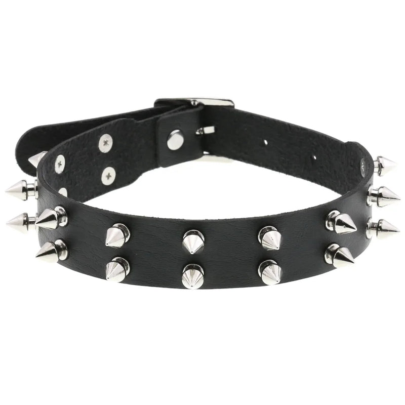 Spiked Leather Choker Collar Goth Necklace Punk Egirl Gothic Accessories