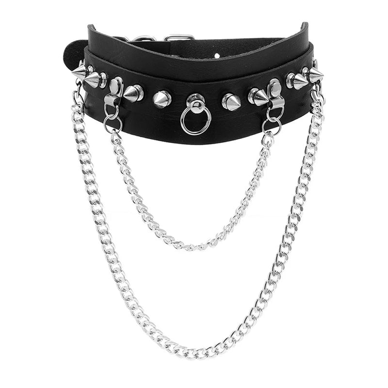 Spiked Rivet Leather Sexy Choker Necklace Nightclub Slave Binding Neck