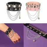 Spiked Studded Bracelet Leather Rivets Punk Cuff Wrap Bangle