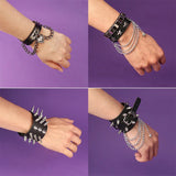 Spiked Studded Bracelet Leather Rivets Punk Cuff Wrap Bangle