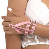 Spiked Studded Bracelet Leather Rivets Punk Cuff Wrap Bangle