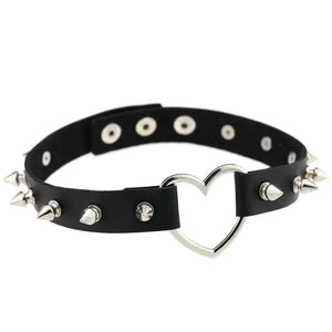 Spiked Heart Choker Goth Punk Collar Women Girls Gothic Jewelry