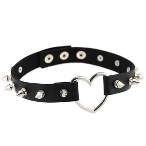 Spiked Heart Choker Goth Punk Collar Women Girls Gothic Jewelry