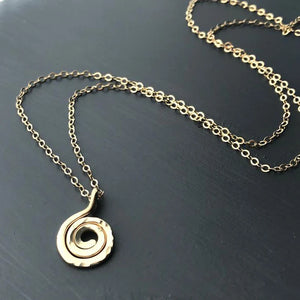 Spiral Necklace Hammered Real Filled/925 Silver Choker Pendants Boho Collier