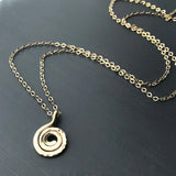 Spiral Necklace Hammered Real Filled/925 Silver Choker Pendants Boho Collier