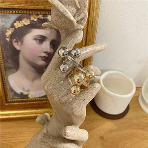 Spiral Round Ball Hollow Out Fashionable Female Ring
