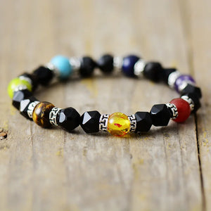 7 Chakra Stretchy Elastic Beads Charm Bracelet Natural Stones Women Jewelry