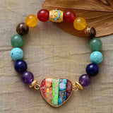 Chakra Heart Charm Bracelet Natural Stones Women Healing Jewelry
