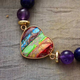 Chakra Heart Charm Bracelet Natural Stones Women Healing Jewelry