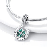 Spiritual Faith Lucky Horseshoe Four Leaf Clovers 925 Silver Beads Charm