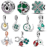 Spiritual Faith Lucky Horseshoe Four Leaf Clovers 925 Silver Beads Charm