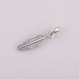 Feather Pendant Charm Sterling Silver Bead for Bracelet Necklace