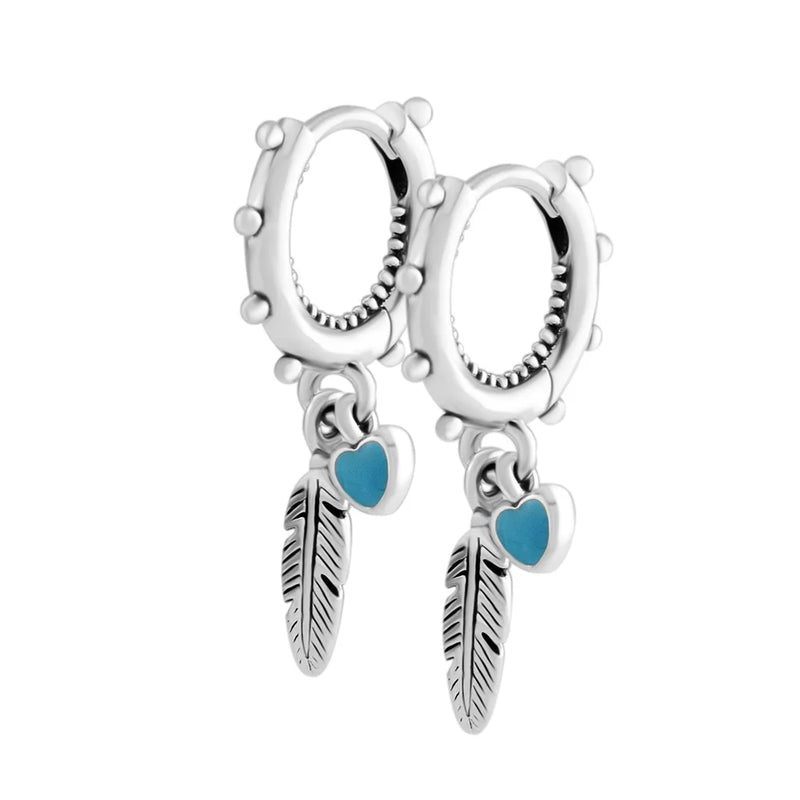 Spiritual Feathers Hanging Earrings Sterling Silver Jewelry For Woman