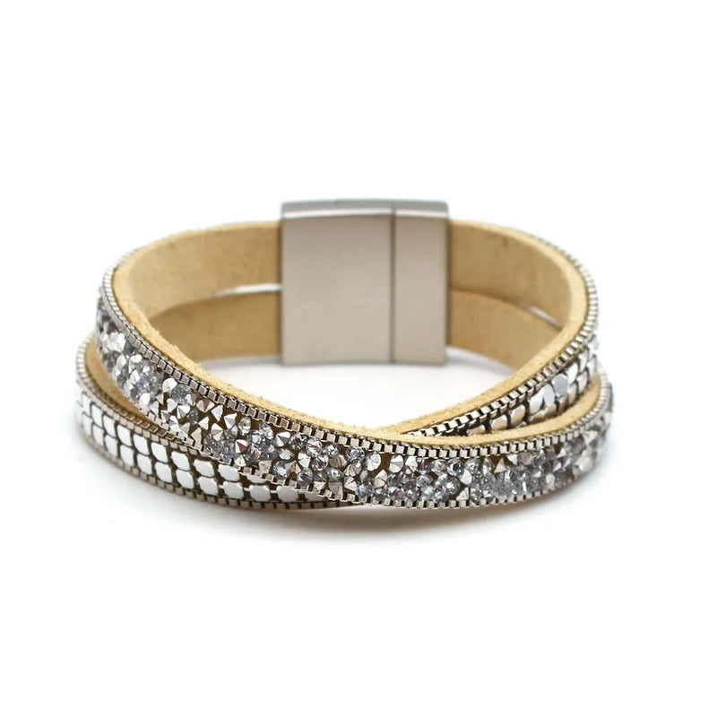 Crystal Multilayer Wide Wrap Bracelet for Women