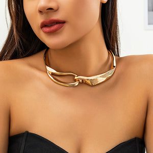 Spliced Irregular Geometry Wide Short Choker Necklace for Women