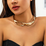 Spliced Irregular Geometry Wide Short Choker Necklace for Women