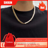 Pearl Beads Chain Choker Necklace Men Punk Beaded Chain Jewelry