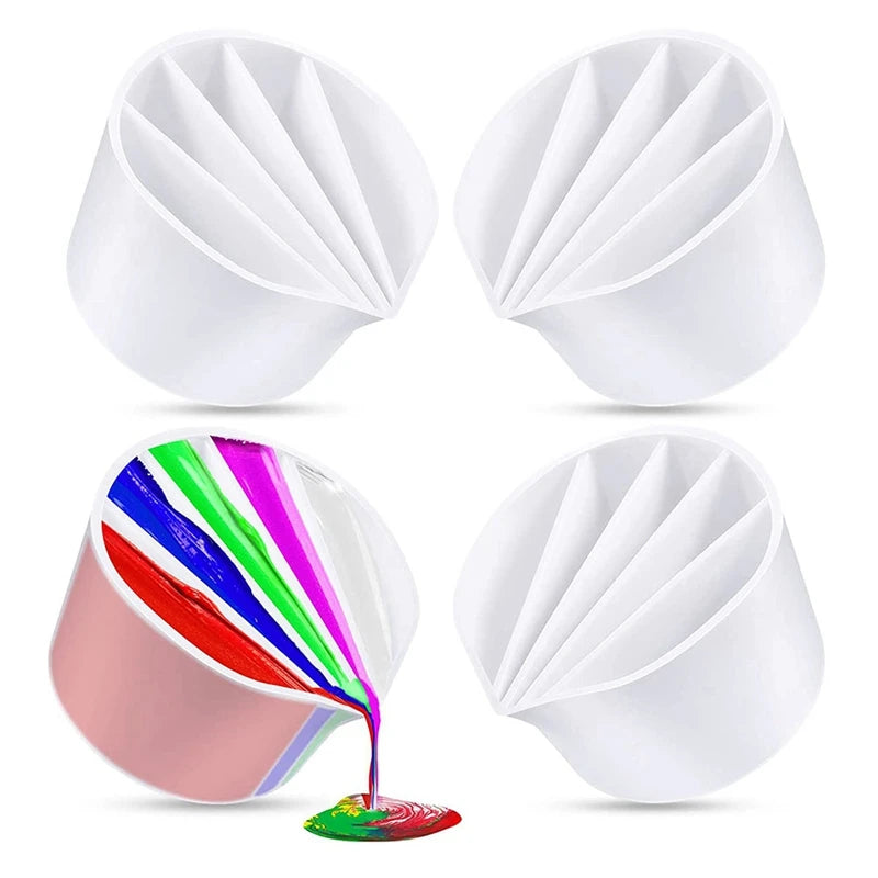 Silicone Paint Pour Cup 5 Channels Dividers Resin Art