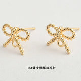 18k Plated Split Flower Hollow Bow Earrings DIY Material