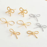 18k Plated Split Flower Hollow Bow Earrings DIY Material
