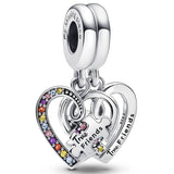 Friendship Sister Heart Pendant Bead for 925 Silver Charm Bracelet