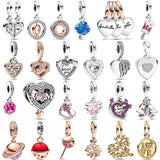Mother Daughter Heart Dog Charm 925 Sterling Silver Bead Bracelet Jewelry