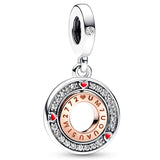Mother & Daughter Love Message Pendant Charm 925 Silver