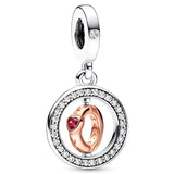 Mother & Daughter Love Message Pendant Charm 925 Silver