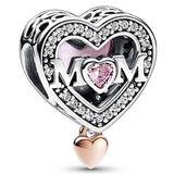 Mother & Daughter Love Message Pendant Charm 925 Silver