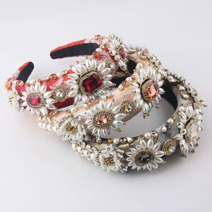 Baroque Rhinestone Pearl Headband Hair Accessories Bridal Wedding