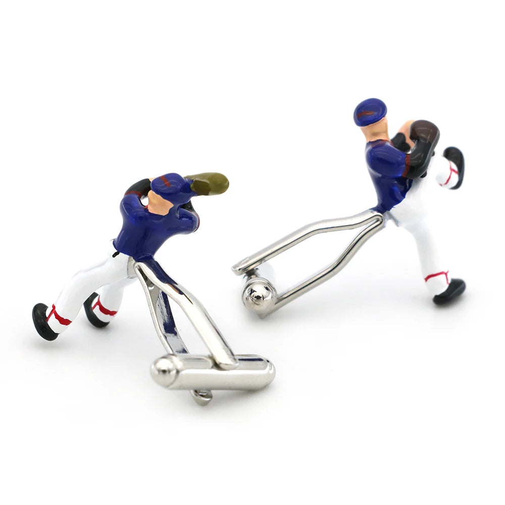3D Baseball Player Cufflinks For Men