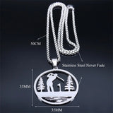 Golfing Course Theme Necklace Stainless Steel Golf Club