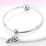 925 Silver Soccer Shoe Dangle Charm for Jewelry Making
