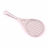 Rhodium Plated Tennis Racket Charms Sports Series Jewelry Accessory