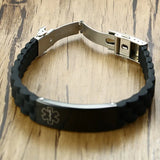 Waterproof Medical Alert ID Bracelet Reversible Sport Slim Size Engraving