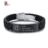 Waterproof Medical Alert ID Bracelet Reversible Sport Slim Size Engraving