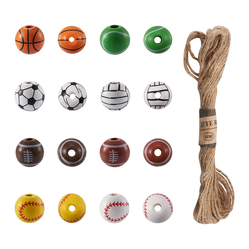Sports Wooden Beaded Party Decor Kit Basketball Football Volleyball Baseball
