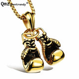 Golden Gloves Pendant Boxing Necklace Stainless Steel Chain Jewelry